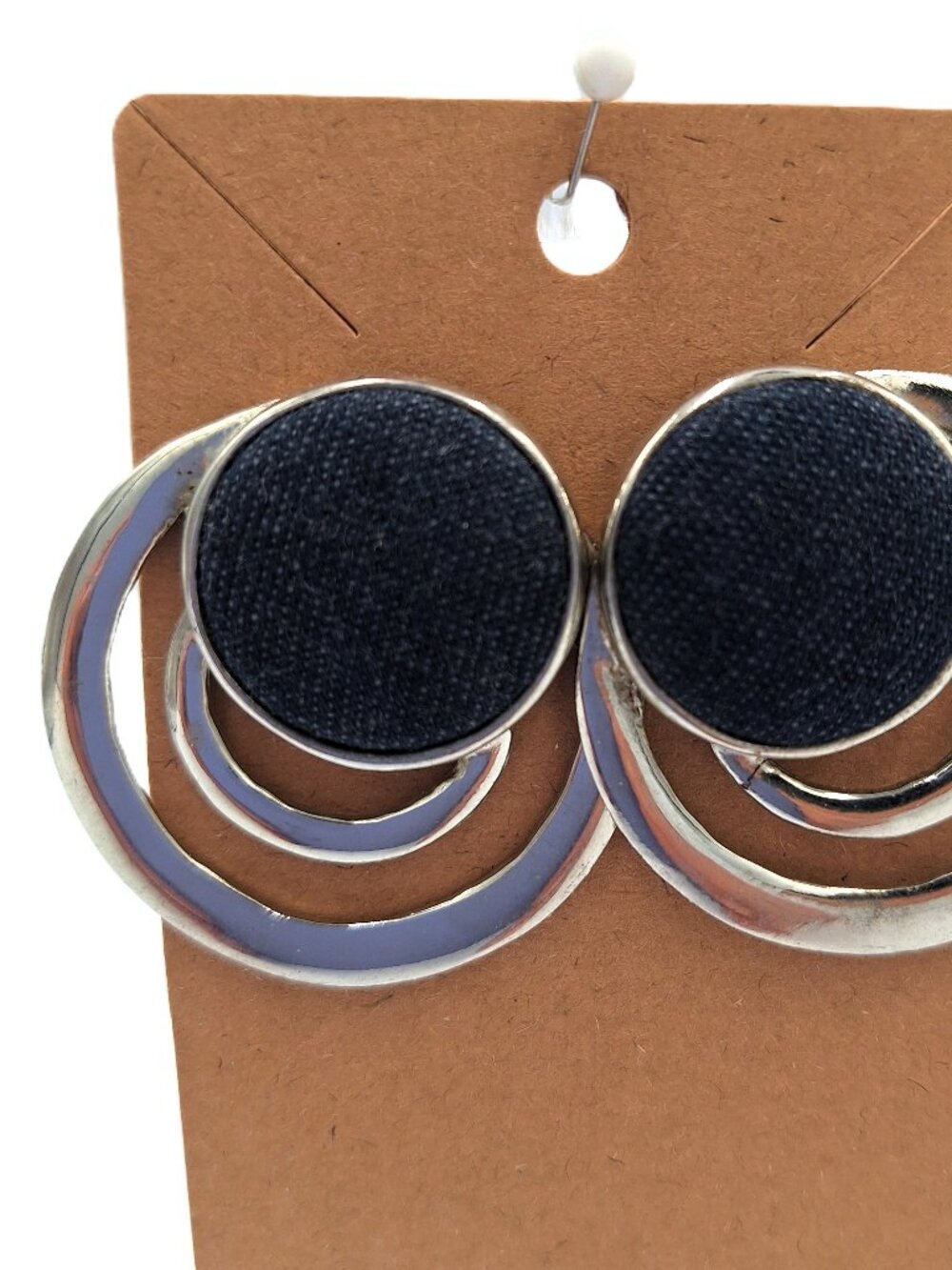 Retro statement denium wrapped stud earrings